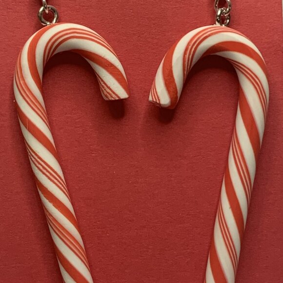 Candy Cane Earring, Funny Food Earring, Christmas Earring, Holiday Earring, Xmas - Picture 2 of 4